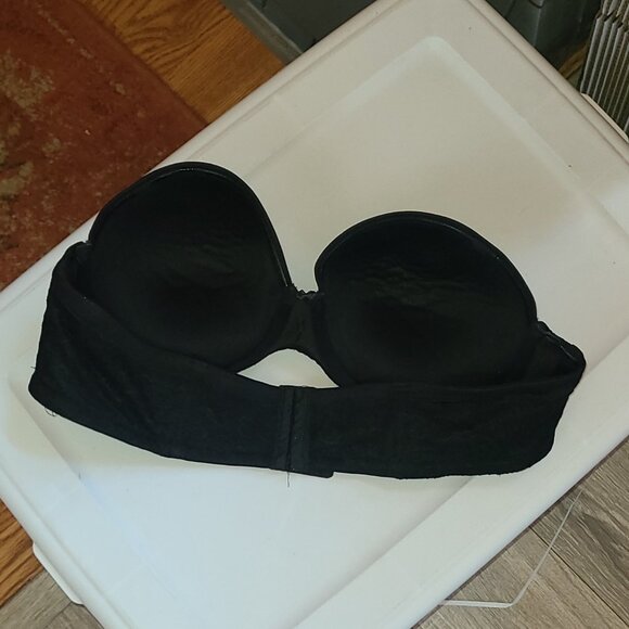 Torrid Bra 42C Black Push Up Strapless Padded Lace Sides Underwire Boning - Picture 4 of 5